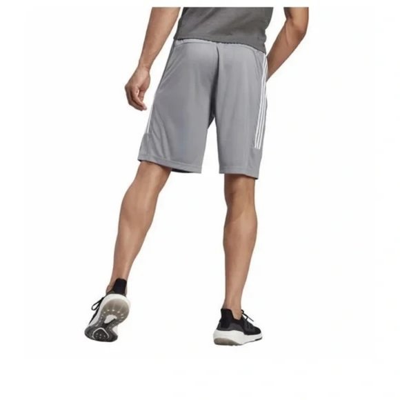 NWT ADIDAS Mens 3S PES Aeroready Shorts gray White Stripes Zipper Pocket - Picture 2 of 11